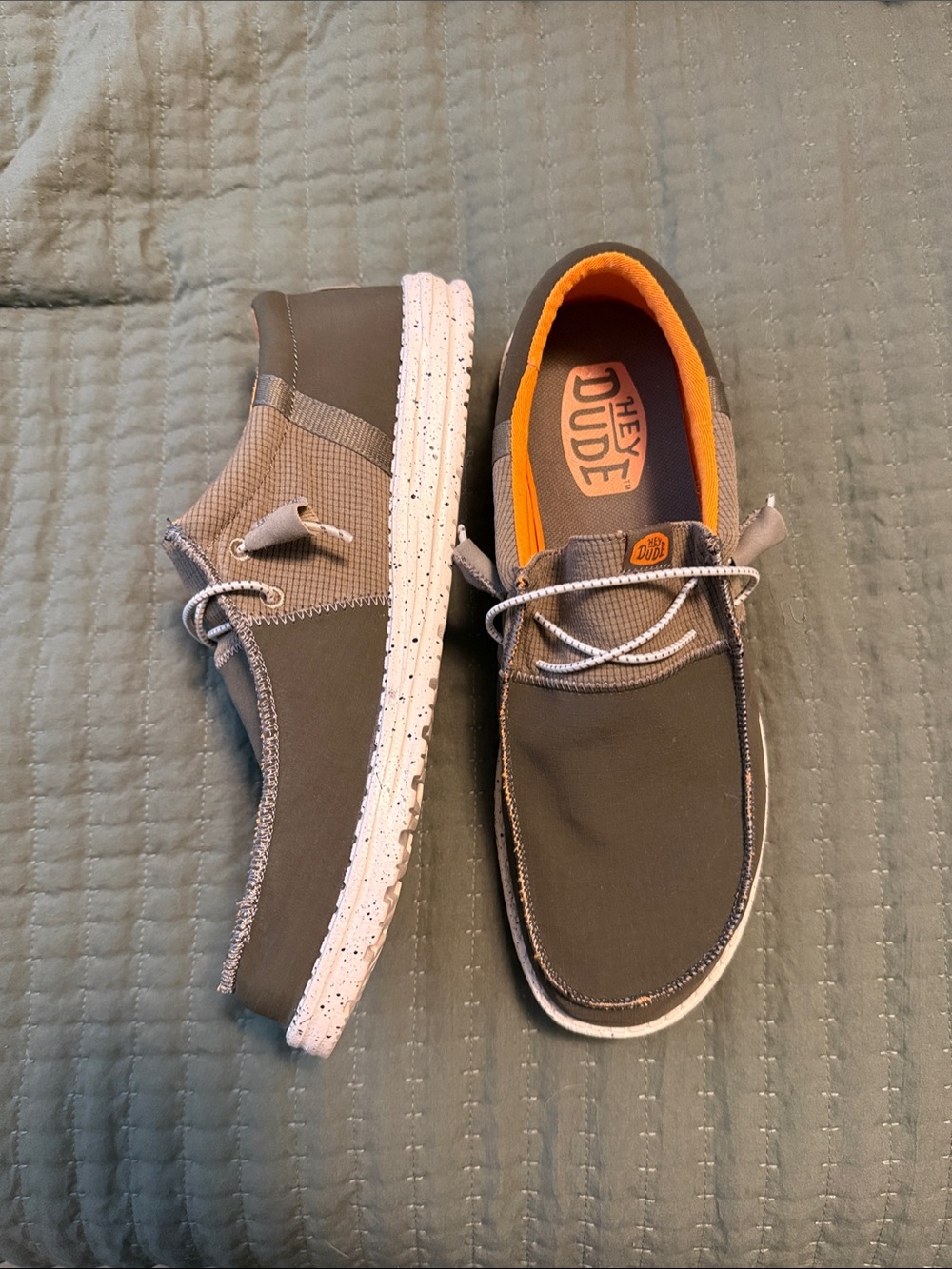 Hey Dude Men's Wally Solid Casual Shoes - Gray with Orange Accents